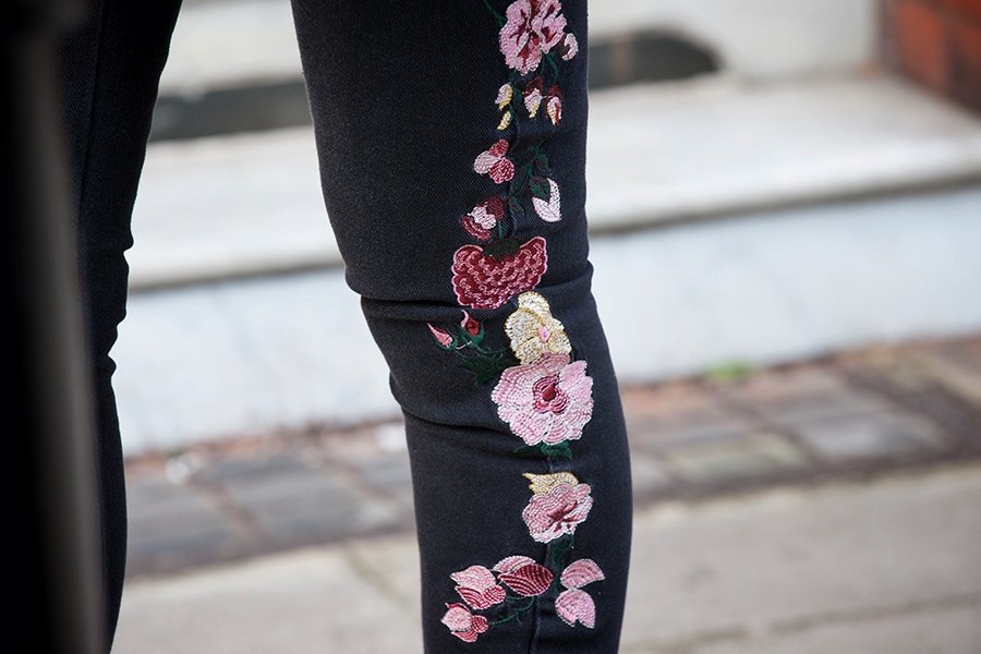 One Teaspoon Embroidered Floral Jeans