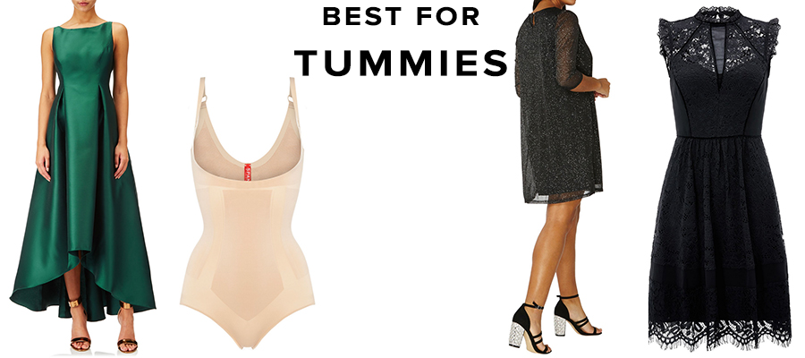 Evening dresses for covering tummies
