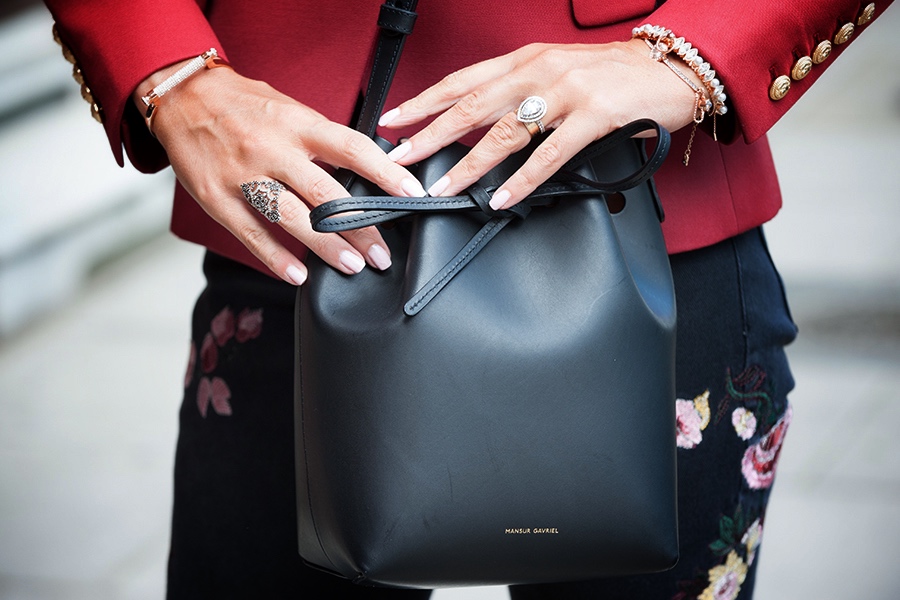 Swarovski Jewellery with Mansur Gavriel bag