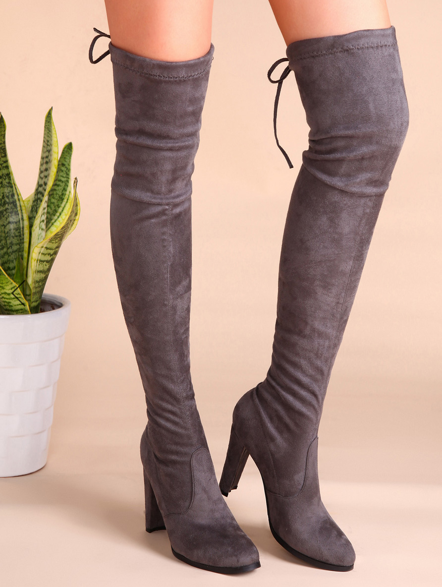 Stuart Weitzman Taupe Grey Thigh High Boot Dupe SHEIN