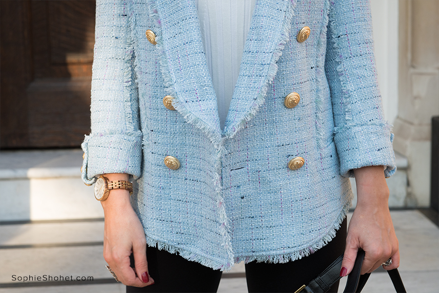 Blue Tweed Balmain Blazer Sophie Shohet